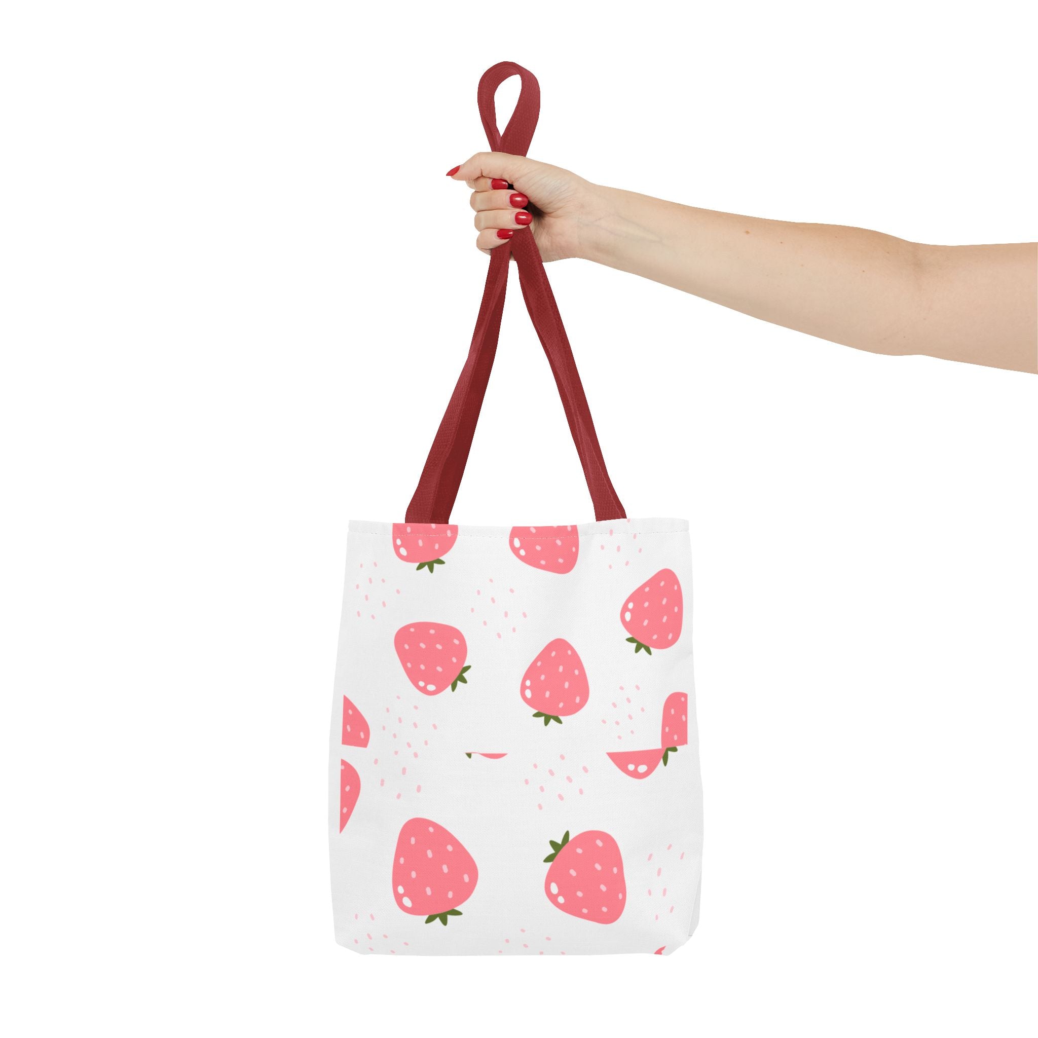 Strawberry Print Tote Bag - Cute Reusable Shopping Bag, Summer Accessory, Gift for Fruit Lovers, Eco-Friendly Bag, Lightweight Carryall