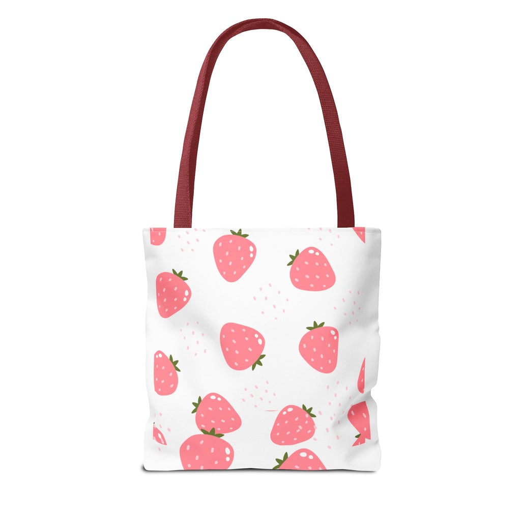 Strawberry Print Tote Bag - Cute Reusable Shopping Bag, Summer Accessory, Gift for Fruit Lovers, Eco-Friendly Bag, Lightweight Carryall