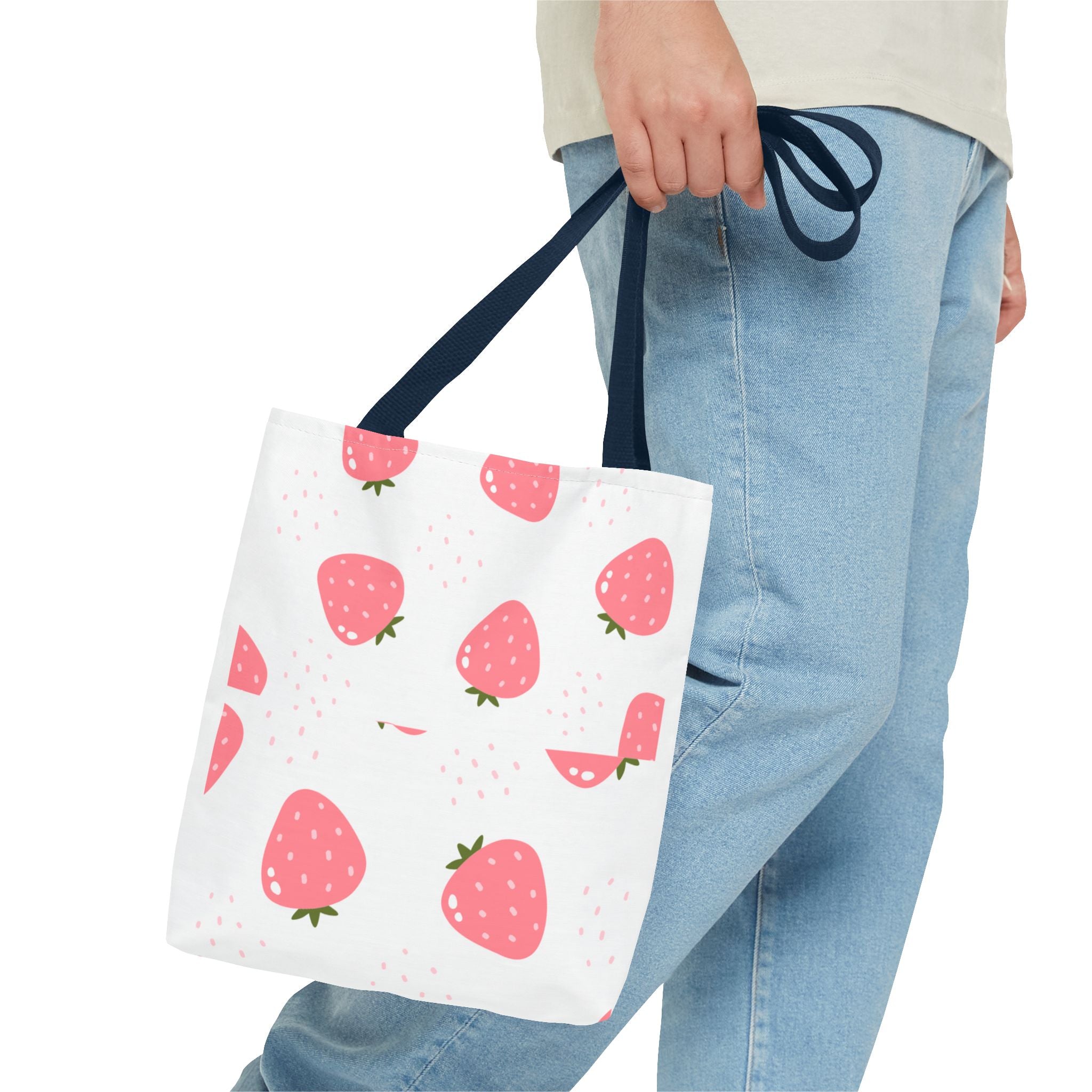 Strawberry Print Tote Bag - Cute Reusable Shopping Bag, Summer Accessory, Gift for Fruit Lovers, Eco-Friendly Bag, Lightweight Carryall