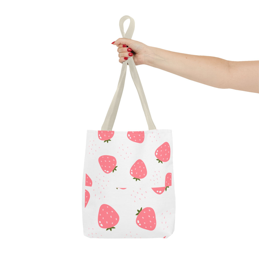 Strawberry Print Tote Bag - Cute Reusable Shopping Bag, Summer Accessory, Gift for Fruit Lovers, Eco-Friendly Bag, Lightweight Carryall