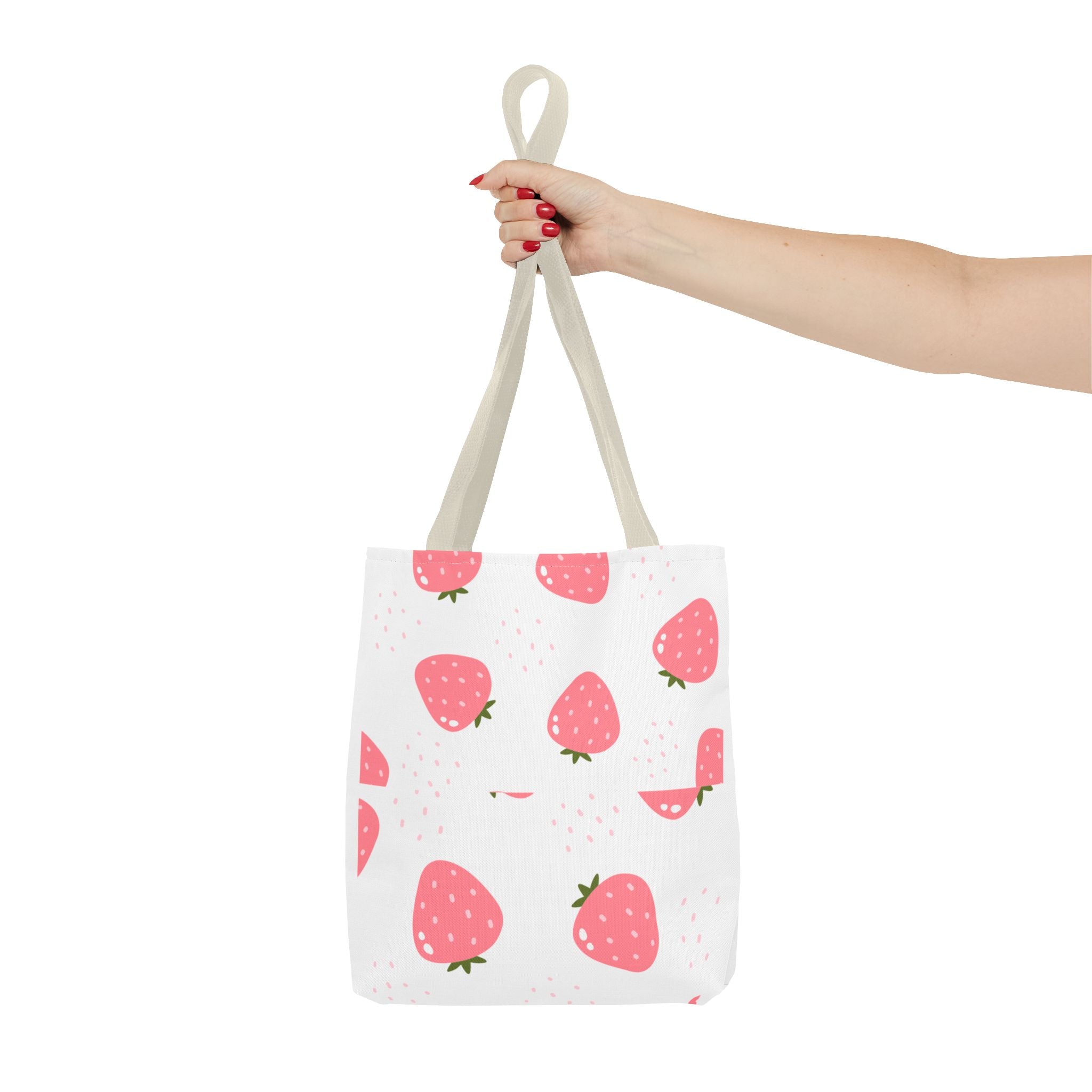 Strawberry Print Tote Bag - Cute Reusable Shopping Bag, Summer Accessory, Gift for Fruit Lovers, Eco-Friendly Bag, Lightweight Carryall