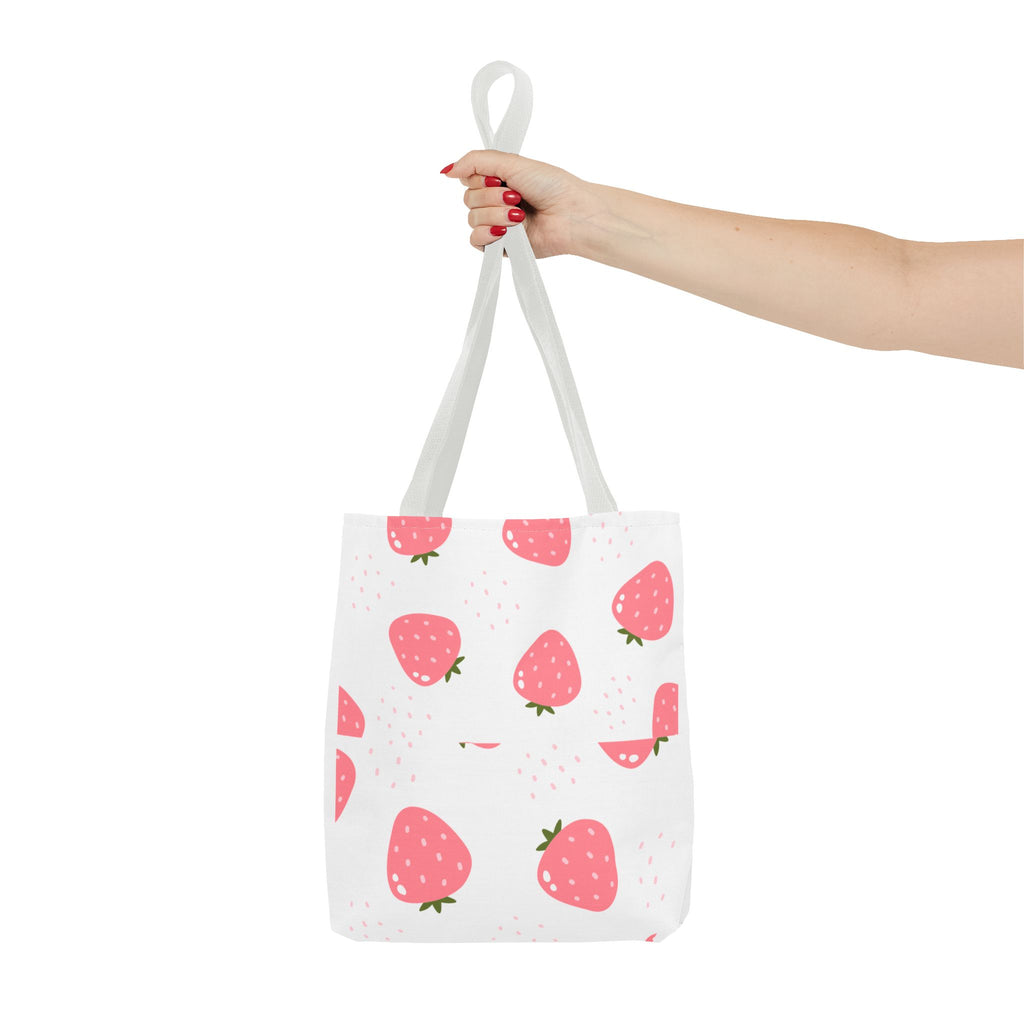 Strawberry Print Tote Bag - Cute Reusable Shopping Bag, Summer Accessory, Gift for Fruit Lovers, Eco-Friendly Bag, Lightweight Carryall
