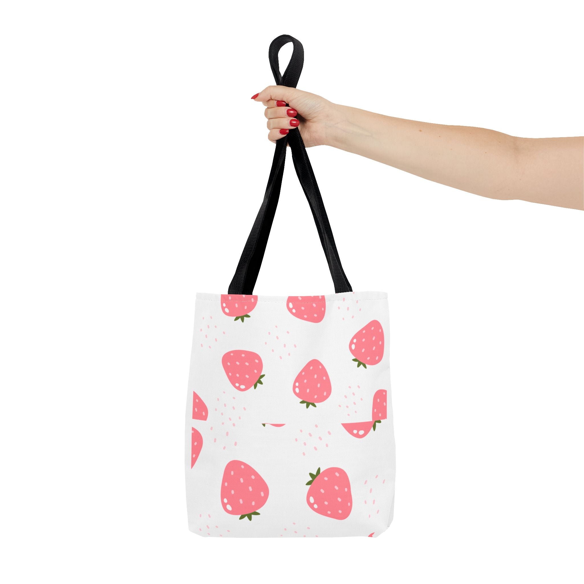 Strawberry Print Tote Bag - Cute Reusable Shopping Bag, Summer Accessory, Gift for Fruit Lovers, Eco-Friendly Bag, Lightweight Carryall