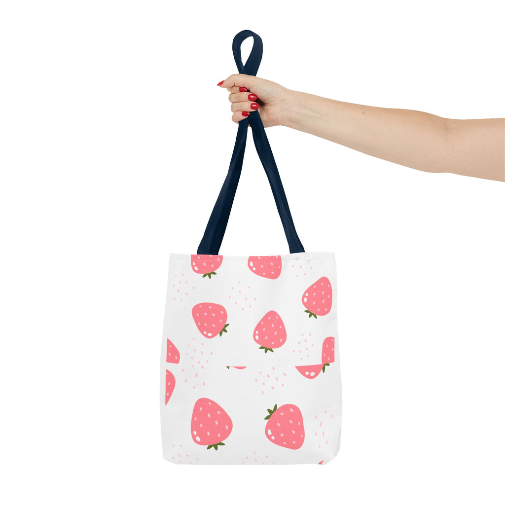 Strawberry Print Tote Bag - Cute Reusable Shopping Bag, Summer Accessory, Gift for Fruit Lovers, Eco-Friendly Bag, Lightweight Carryall